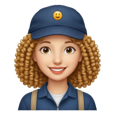 curly haired ,woman with cap sticker