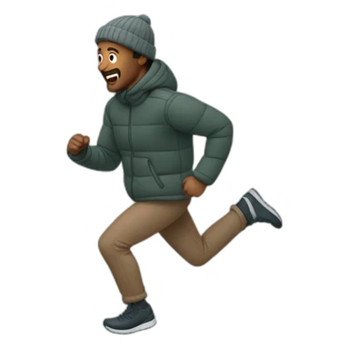 man running in winter sticker