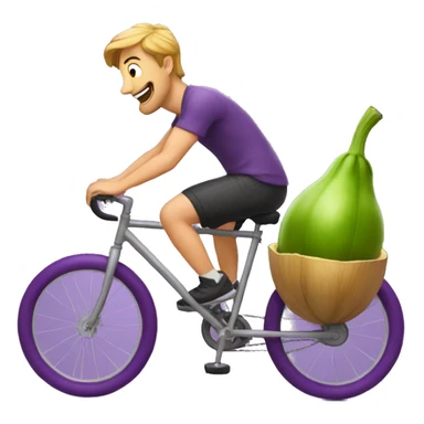 Man riding a bike on top of a eggplant sticker