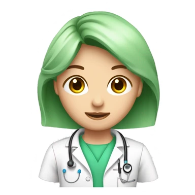 Mujer joven medico, de cabello rubio largo con fonendoscopio rosado y delantal blanco, abrazada a hombre joven médico, de cabello castaño y ojos verdes, con fonendoscopio y delanta blanco.  sticker