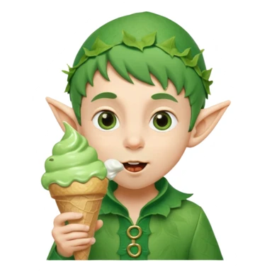 
A young elf boy in leafy clothes licking a triple-scoop ice cream with wide eyes.
baby elf with strawberry ice cream




 sticker