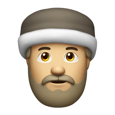 Russian wearing ushanka with goatee sticker