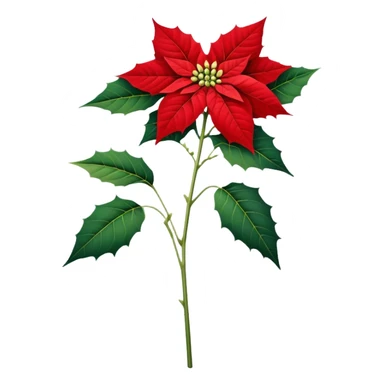 single Poinsettia flower, stem sticker