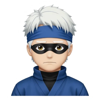 Satoru Gojo from Jujutsu Kaisen with white hair, blindfold, black and blue outfit, confident smirk sticker
