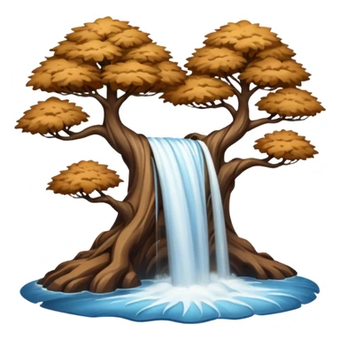 brown trees waterfall sticker