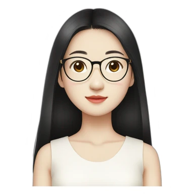 cute-singaporean-chinesegirl-in-muji-white-dress-with-black-hair and gold glasses sticker