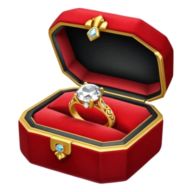 diamond ring in a red box with a black backing sticker