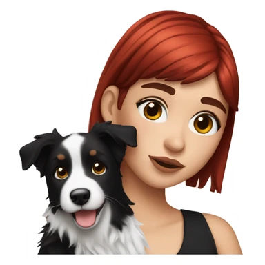 Red haired Dua lipa holding a short haired border collie  sticker