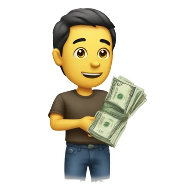 man giving tip money with mad face sticker