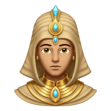 ancient pharaoh sand mage portrait, head and shoulders only, Egyptian-inspired hood collar, gold ornaments, mystical sand swirl, glowing eyes, 3D cartoon, mobile game icon style, clean background, no text, no watermark
 sticker