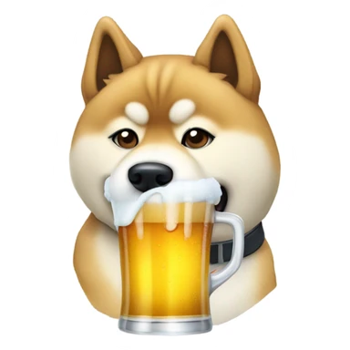 Akita Inu dog drinking beer sticker
