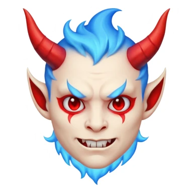 Cool devil with blue flame and shades, cute face, half body sticker