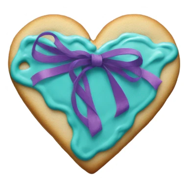 Cookie heart with teal purple support ribbon loop sticker
