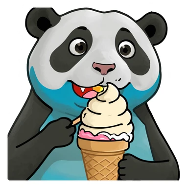 Panda eating ice cream sticker