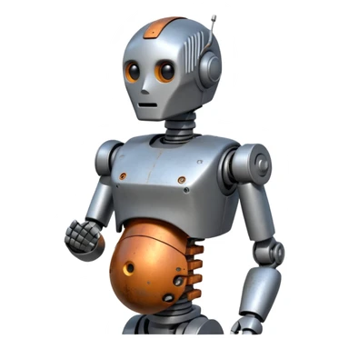 Pregnant male robot emoji. Profile view. Facing left. Square head. sticker