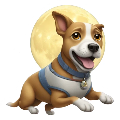 Dog ridding the moon  sticker