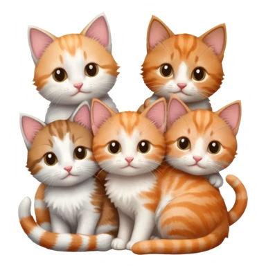6 tiny kittens cuddling together all different colours, the first one is grey and white, the second is ginger and white and the third is brown tabby and white sticker