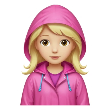 Blond girl with pink raincoat and hood and boots sticker