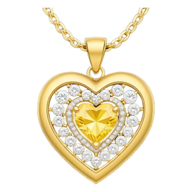 gold pendant with a diamond heart sticker