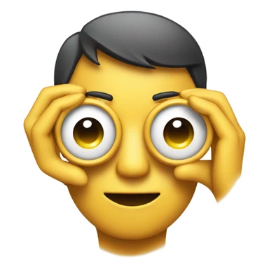 An emoji making a gesture by forming circles with both thumbs and index fingers, placing them around the eyes like binoculars sticker