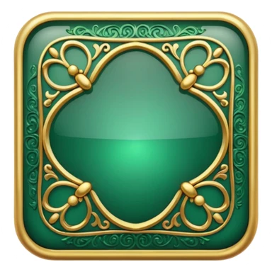 Jade and gold filigree style rounded square icon button sticker
