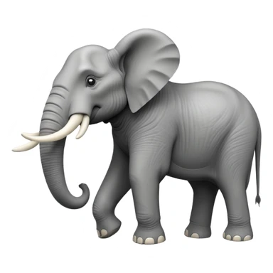 A giant 3D cartoon elephant in side view, towering and muscular, long tusks forward, thick textured skin, dust swirling around, strong sunlight and dramatic shadows, Memoji-style but intense and powerful. sticker