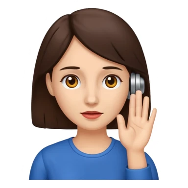 brunette woman with hearing impairment sticker