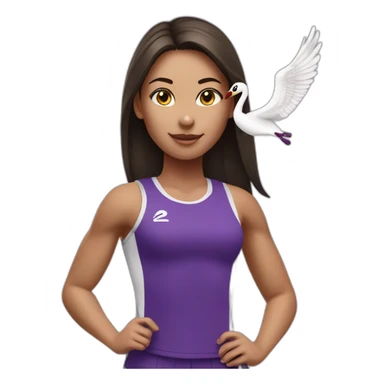 Girl Runner in purple top with swan logo sticker