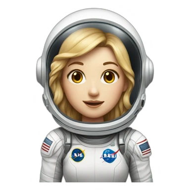 a white girl with an astronaut helmet, apple sticker