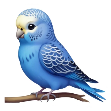 Cinematic Noble Blue Budgie Portrait Emoji, Poised and regal, with a petite, delicate build and a smooth, well-groomed fur of vibrant blue feathers, deep-set soulful dark eyes, Simplified yet sharp and sophisticated features, highly detailed, glowing with a soft, dignified glow, high shine, intelligent and charming, stylized with an air of elegance, focused and attentive, soft glowing outline, capturing the essence of a watchful and confident avian companion, so majestic it feels as though it could flutter out of the screen with effortless authority! sticker