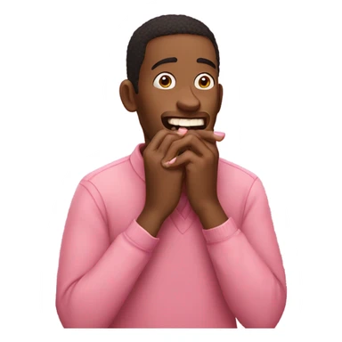 guy biting his nails with long pink nails sticker