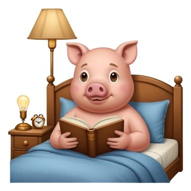 pig reading in bed with retro light lamp next to it sticker