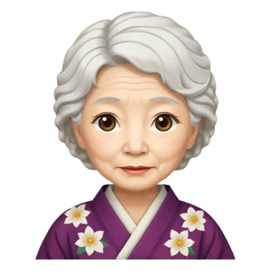 japanese culture old woman with white wavy hair and wrinkles sticker