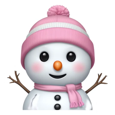 cute white and light pink snowman up close wearing beanie sticker