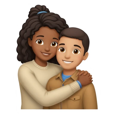 black girl and hispanic boyhugging couple sticker