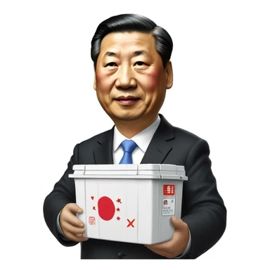 Xi Jinping holds a trade container in his hands sticker
