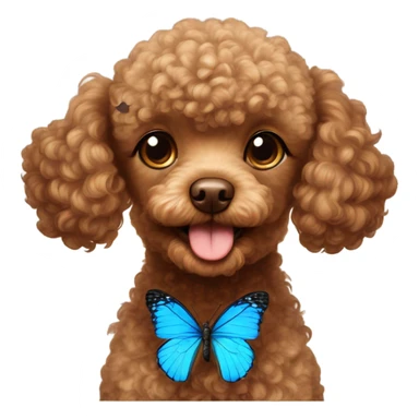 Brown Toy poodle with blue butterfly  sticker