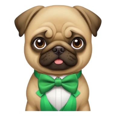 pug with green bow tie sticker