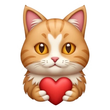 A stylized Christmas emoji of a cute cat and a heart, minimalist design, soft warm colors, cozy winter mood, simple background, sweet and romantic.
 sticker