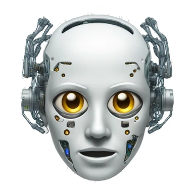 Cyborg head with eye implant and circuitry sticker
