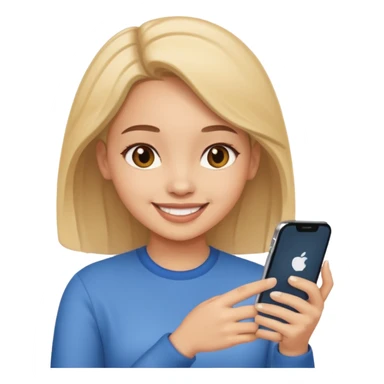 Girl scrolling on phone happy sticker