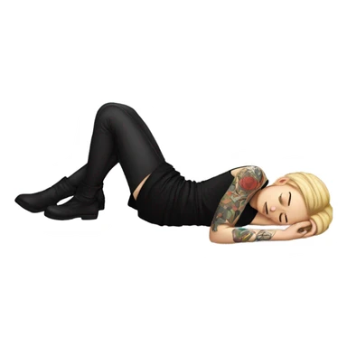 White Girl with tattoos and black skirt asleep on floor sticker