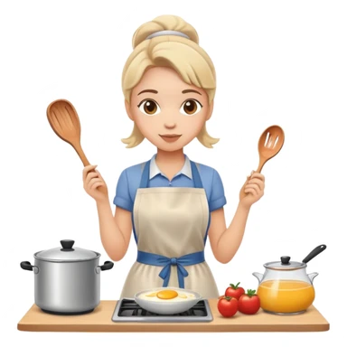 beige girl cooking breakfast sticker