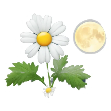 a white camomile with the Moon in the middle of it  sticker