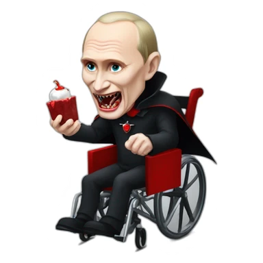 Vampire vladimir putin holding meat cube dressed as dracula wheelchair halloween mood sticker