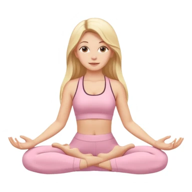 White girl with long blonde hair doing yoga light pink set sticker