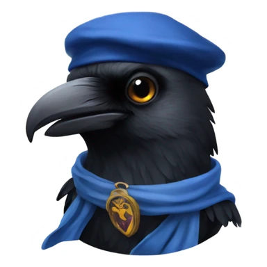 Raven with Ravenclaw scarf and hat Hogwarts sticker