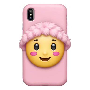 Emoji with a iPhone and a pink case with a soft fluffy pink case and decorations with accessories and sticker