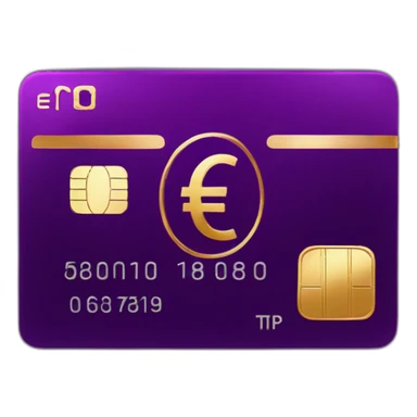 Dark Purple Credit card with huge golden euro sign sticker