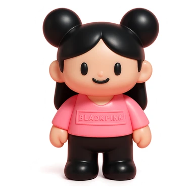 BLACKPINK-inspired object, black and pink colors, collectible and playful look, Vinyl Figure style sticker